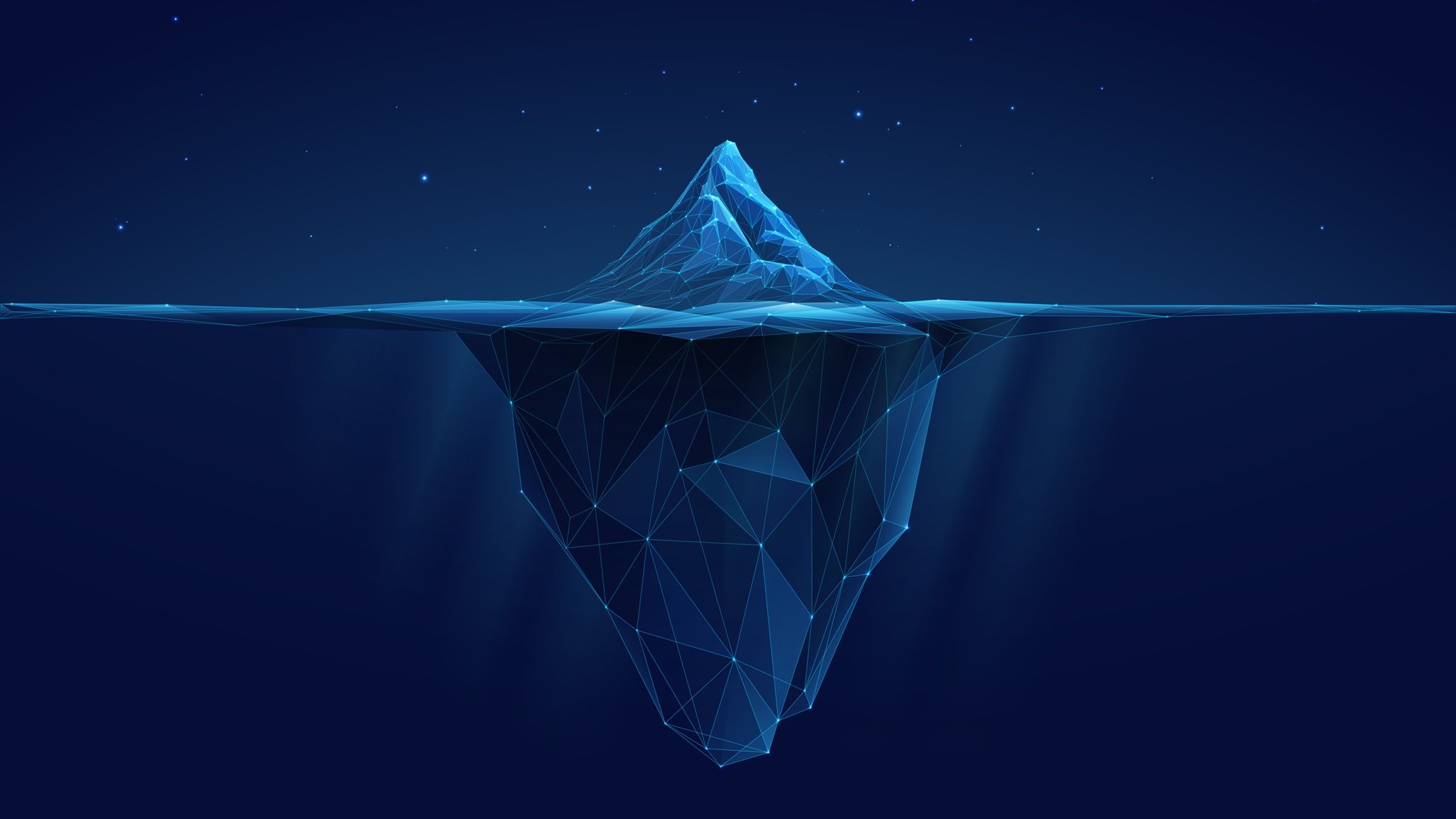A digital rendering of an iceberg.