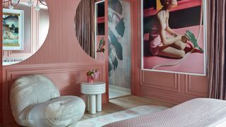 A layered pink bedroom