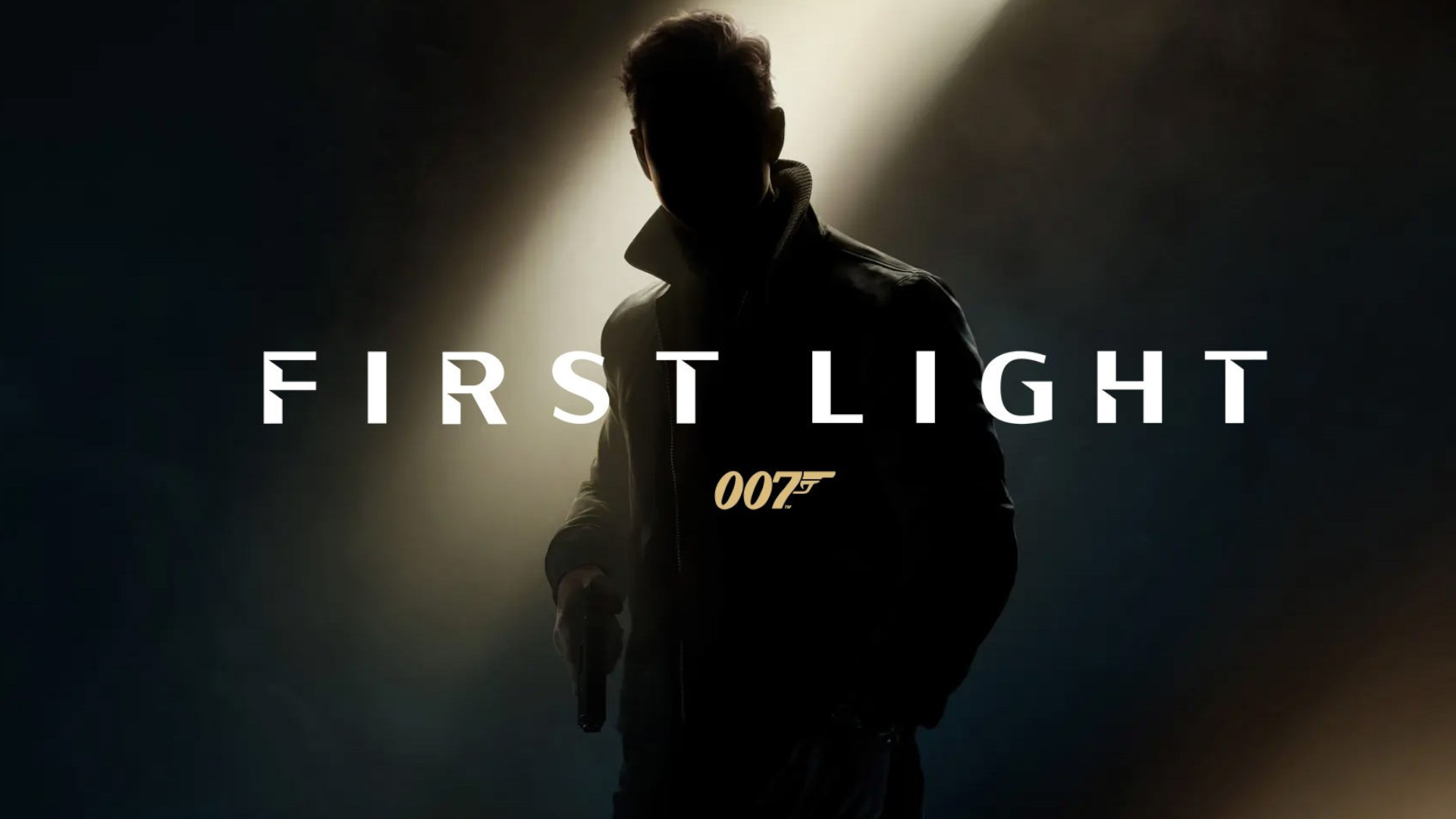 A still of James Bond holding a gun during the reveal of Project 007's new name, First Light 007. 