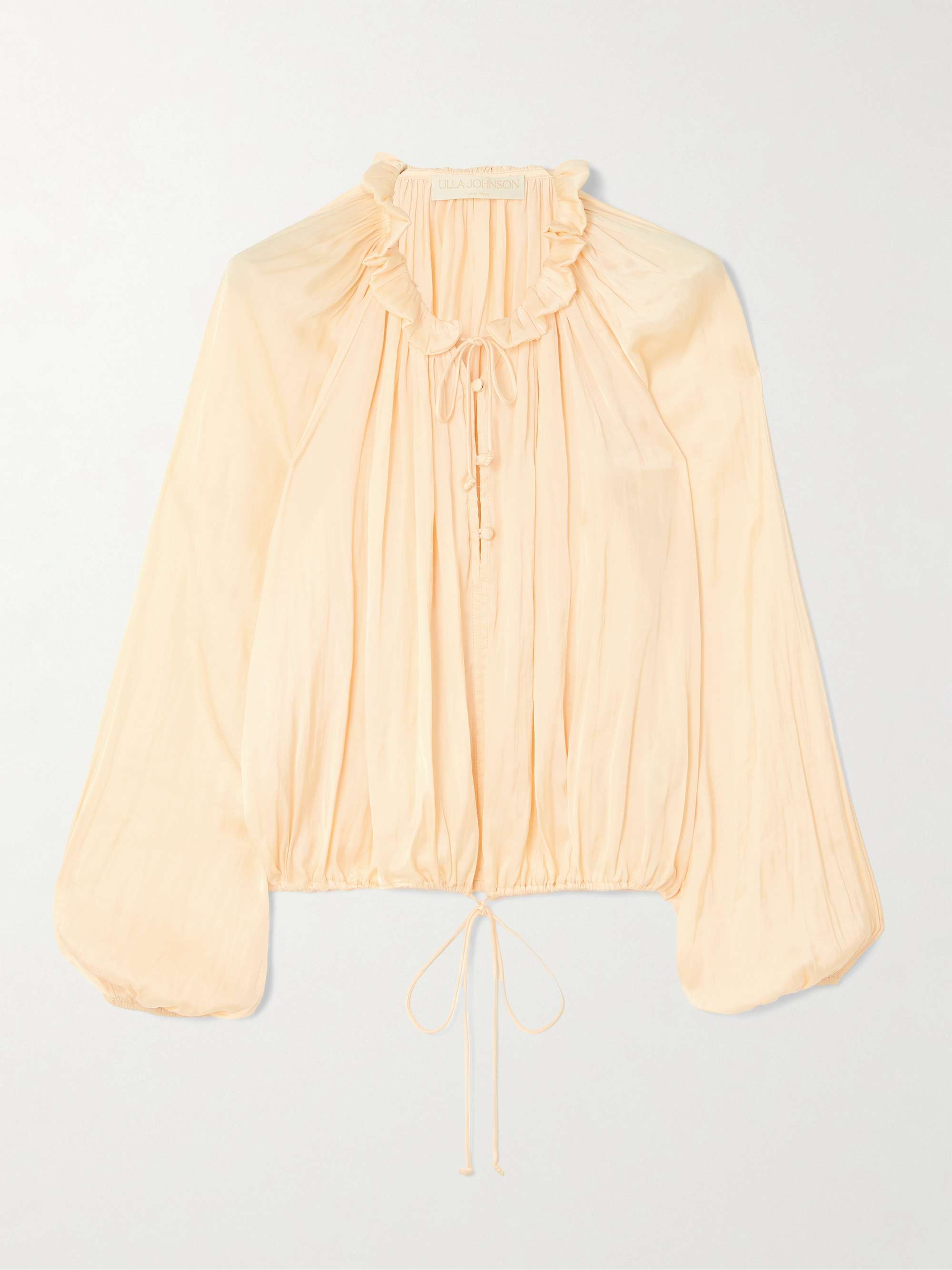 Laurette Gathered Washed-Satin Blouse