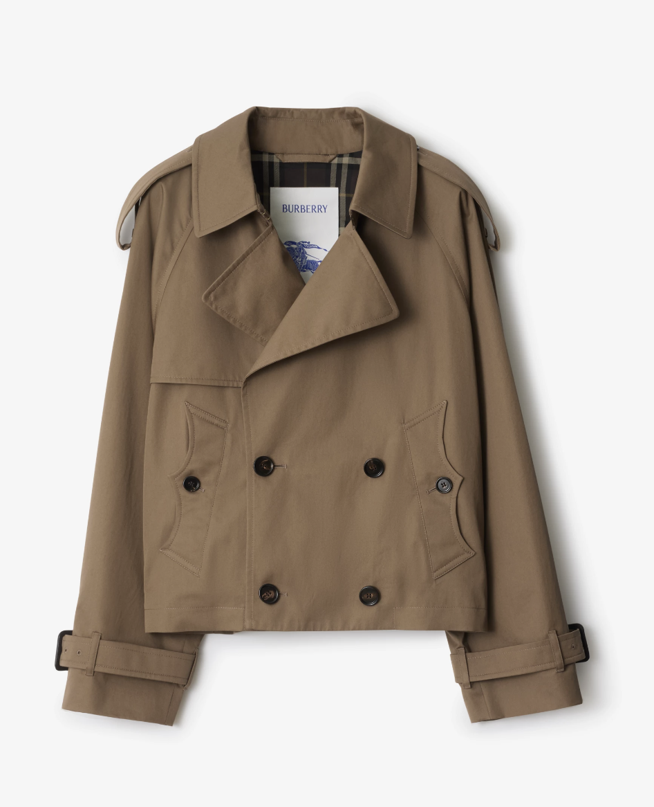 Cropped Gabardine Trench Jacket in Clay Brown - Men | Burberry&amp;reg; Official