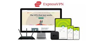ExpressVPN, running on Windows, Mac, tablet, iPhone, Android, router, and AppleTV