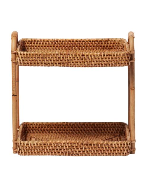 Natural Woven Tiered Vanity Bathroom Tray