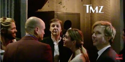 Paul McCartney before he was not allowed inside Tyga's Grammy afterparty.