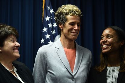 Andrea Constand at a press conference after comedian Bill Cosby was sentenced.