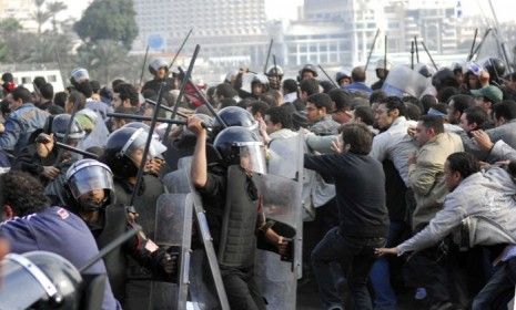 Egypt&amp;#039;s security force tried to fend off protesters with grenades and tear gas. 