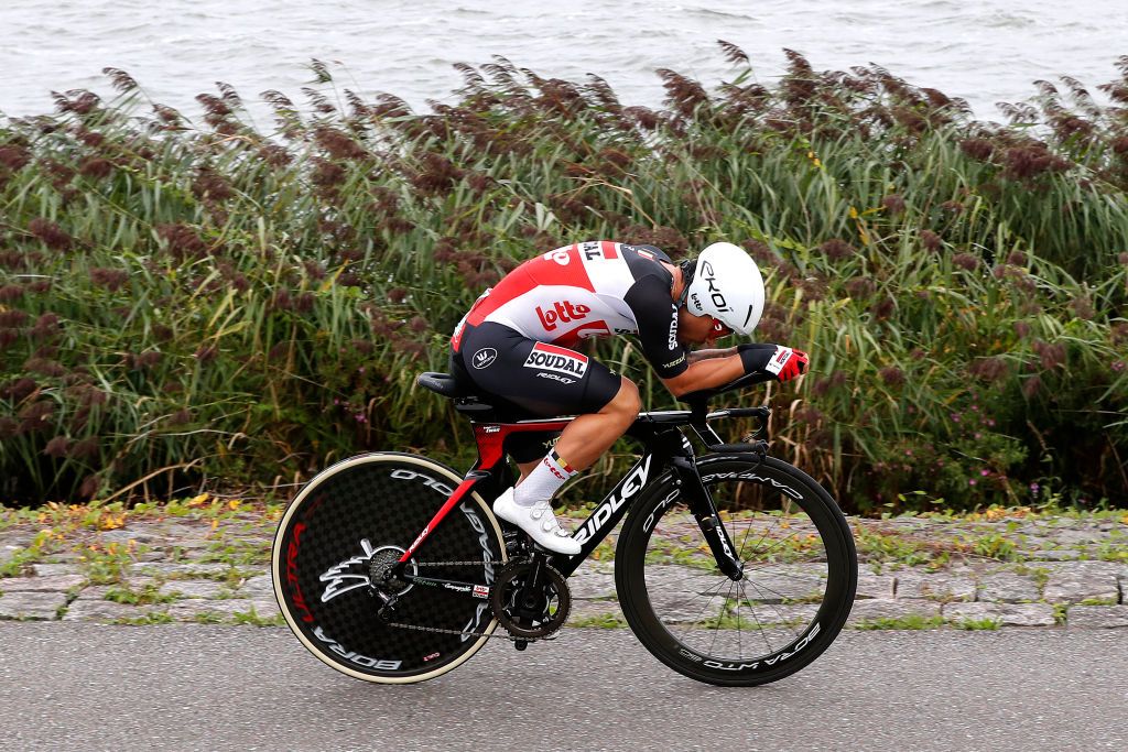 LELYSTAD NETHERLANDS AUGUST 31 Caleb Ewan of Australia and Team Lotto Soudal competes during the 17th Benelux Tour 2021 Stage 2 a 111km Individual Time Trial stage from Lelystad to Lelystad ITT BeneluxTour on August 31 2021 in Lelystad Netherlands Photo by Bas CzerwinskiGetty Images