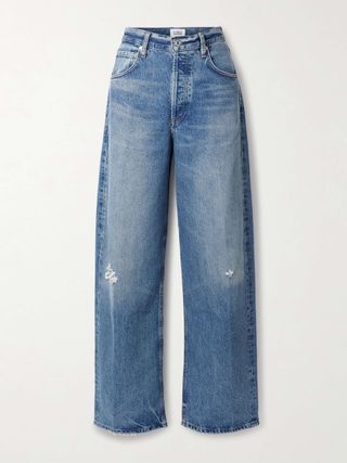 Ayla Baggy Distressed High-Rise Wide-Leg Jeans