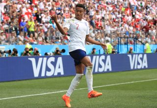 Jesse Lingard celebrates scoring for England against Panama at the 2018 World Cup