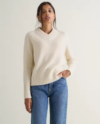 riseandfall, Women's Merino Cashmere V-Neck Jumper