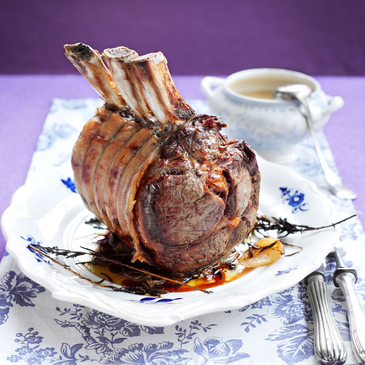 Roast Rib of Beef with Garlic Sauce