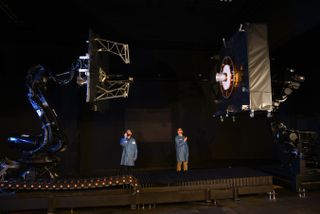 Northrop Grumman engineers test docking procedures for the company's MEV-1 satellite servicing mission to the Intelsat 901 communications satellite.