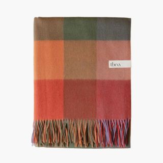 An TBCo Orange Block Check Lambswool Blanket