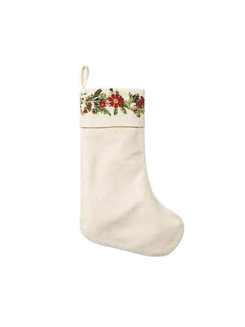 Holly Wreath Pattern Holiday Stocking