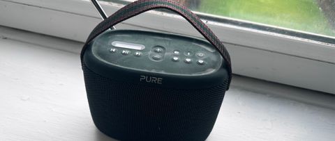 The Pure Woodland Bluetooth speaker and DAB radio sat on a window sill