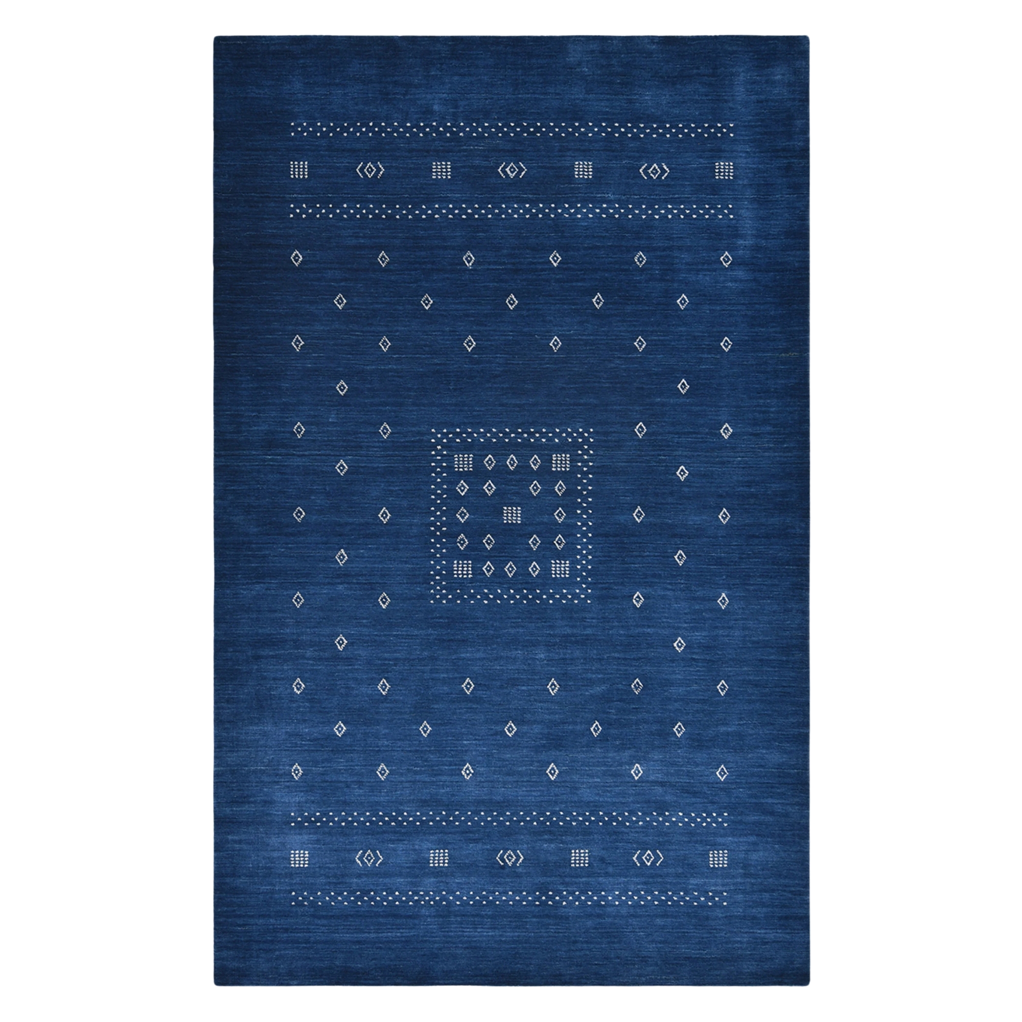 hand-loomed blue rug