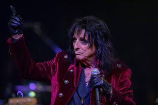 A picture of Alice Cooper performing live