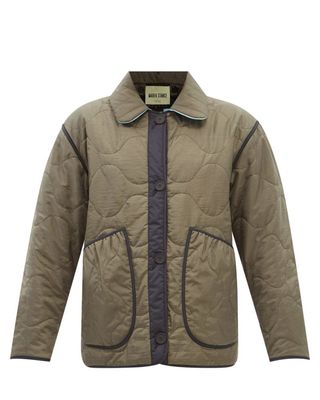 Reversible detachable-collar quilted shell jacket