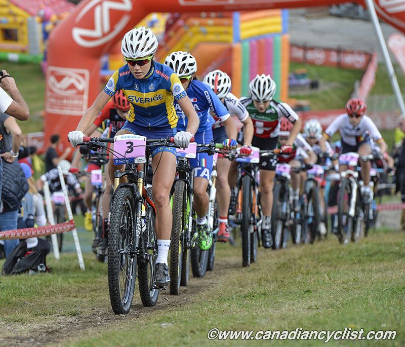 Ida Jansson (Sweden) leading the bunch with Martina Berta (Italy) on her wheel