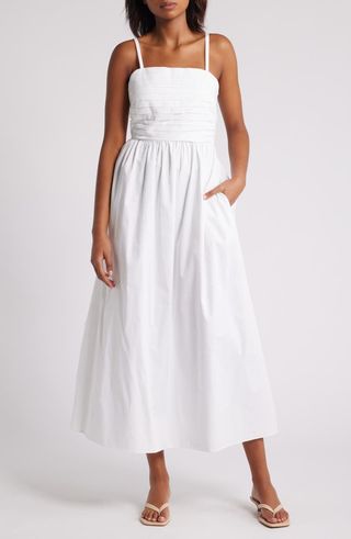 Pleated Bodice Cutout Sleevelees Sundress