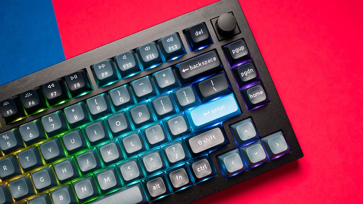 Keychron Q1 Pro's keys highlighted against red background