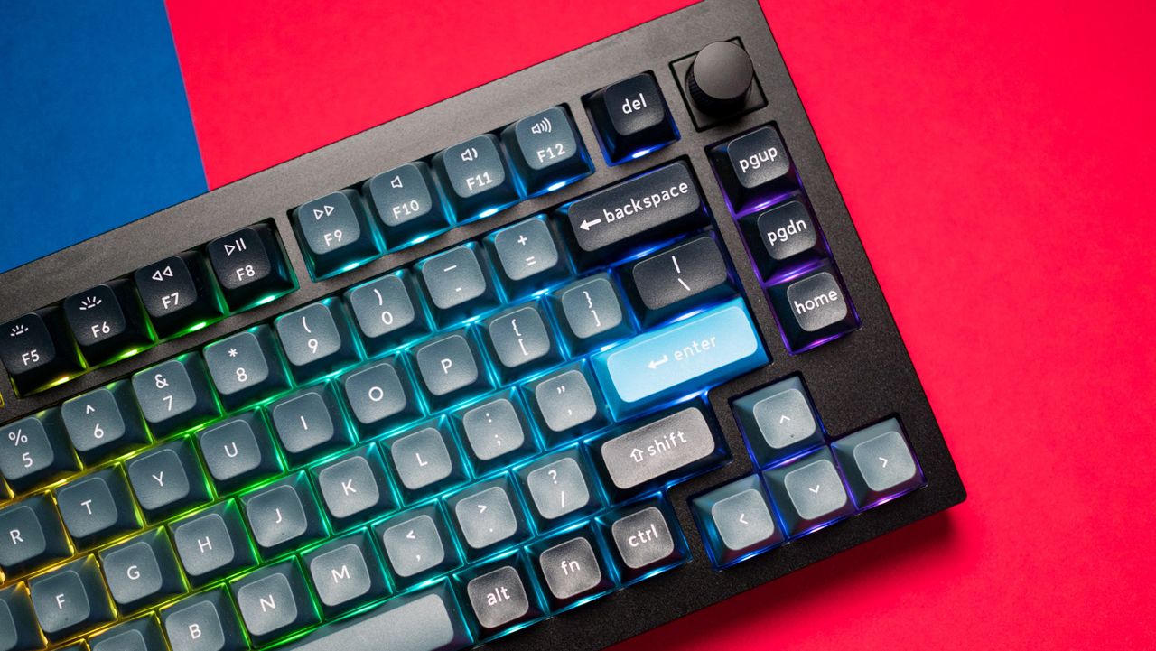 Keychron Q1 Pro's keys highlighted against red background