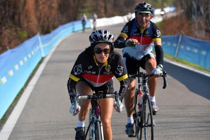 The course recce wasn't just for the pros as these fans show