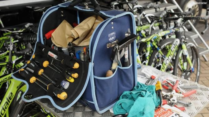 A Cannondale mechanic's individual tool bag