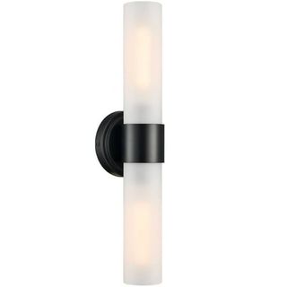 Modern Black Wall Sconce Cylinder Glass Bathroom Fixture