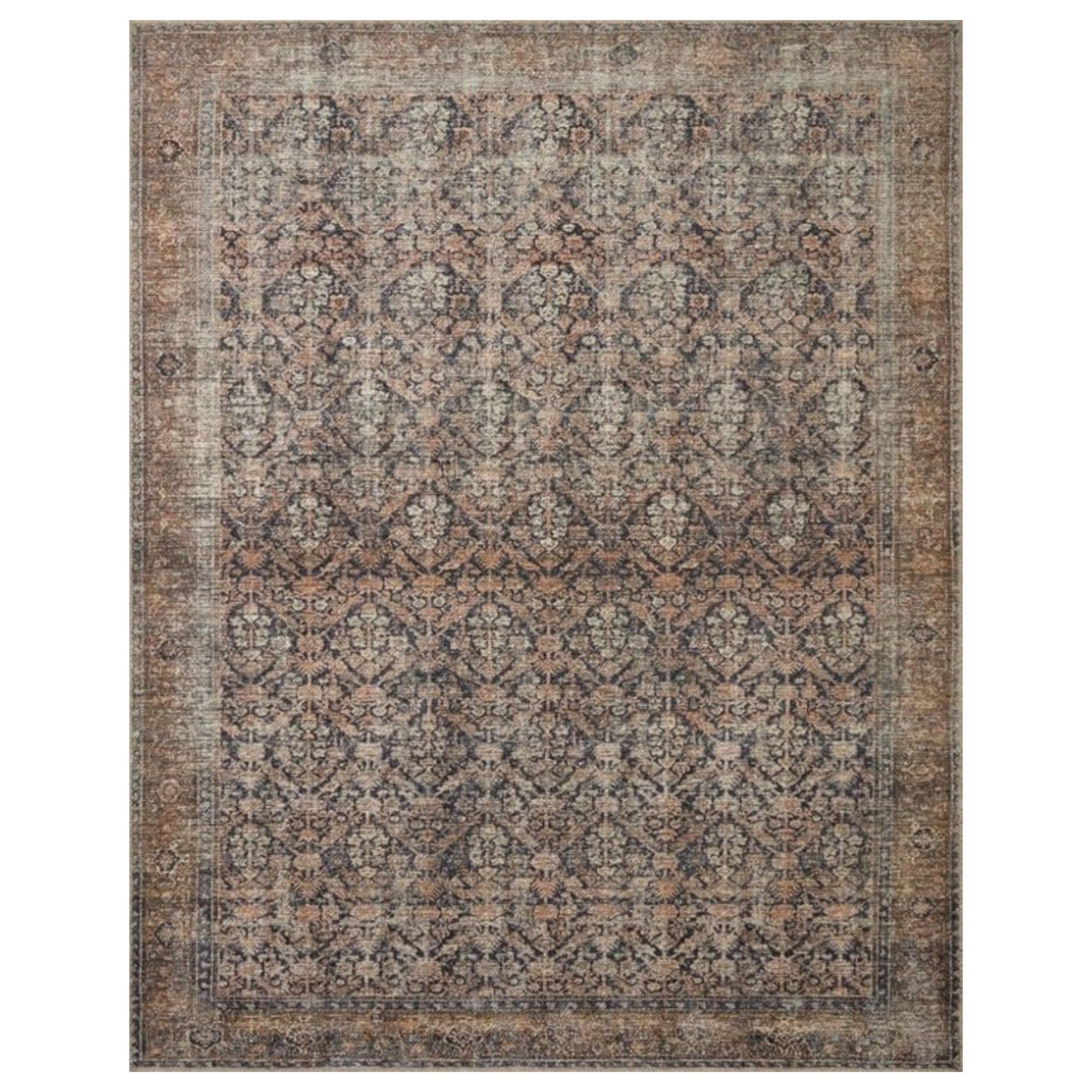 Billie Collection Area Rug in Ink & Salmon