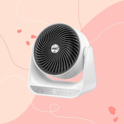 Dreo Smart Whole Room Heater 714S on a pink background