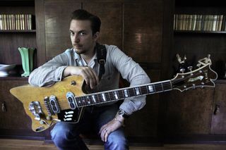 JD McPherson with this custom-made TK Smith guitar