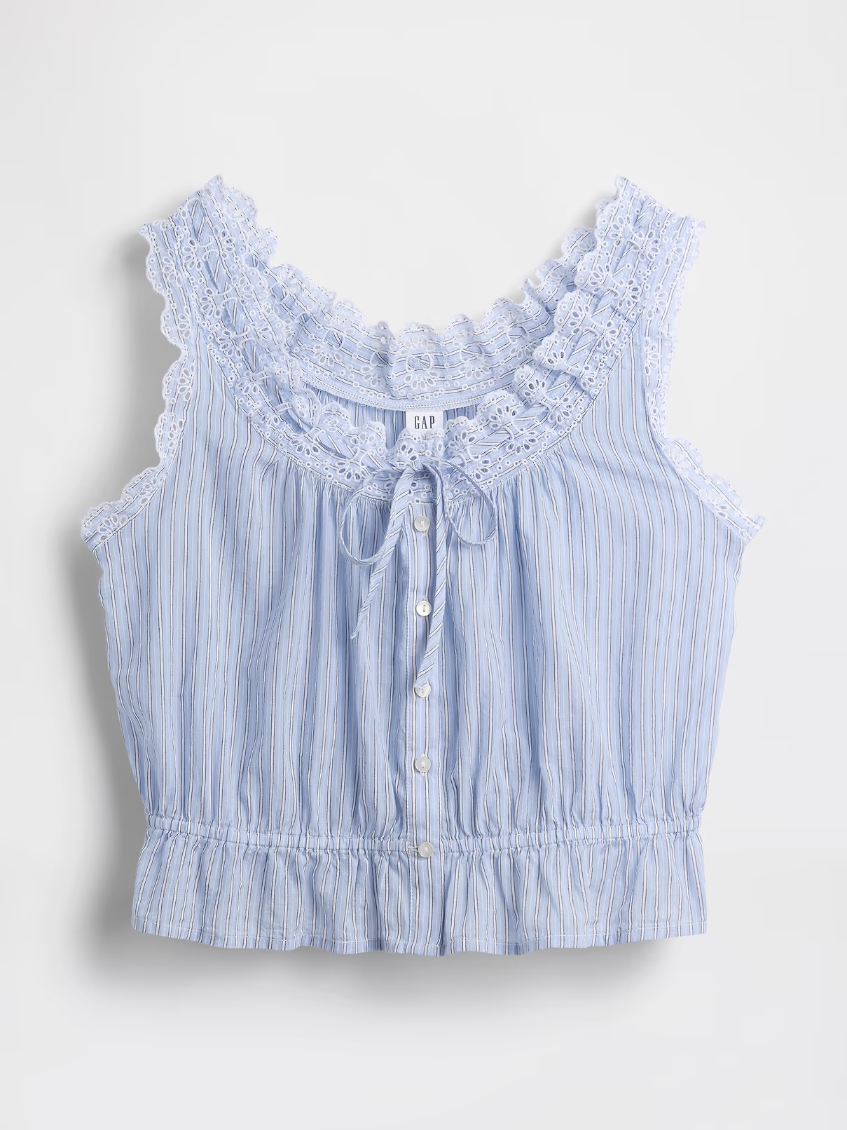 Gap, Eyelet Tie-Front Crop Peplum Top