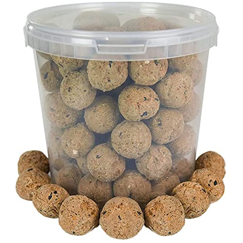 Busybeaks Suet Fat Balls Premium Garden Wild Bird Food Enhanced Year Round Formula Naturally Blended High in Energy and Protein-Rich Feed Full of Fresh Nutritious Fat Fibre & Moisture (2.5l Tub)