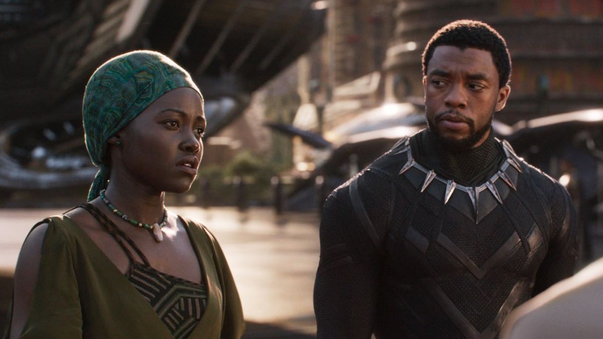 Lupita Nyong&#039;o and Chadwick Boseman in Black Panther