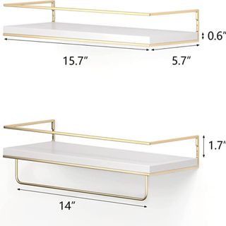 Shario wall mounted hanging shelves with golden towel rack