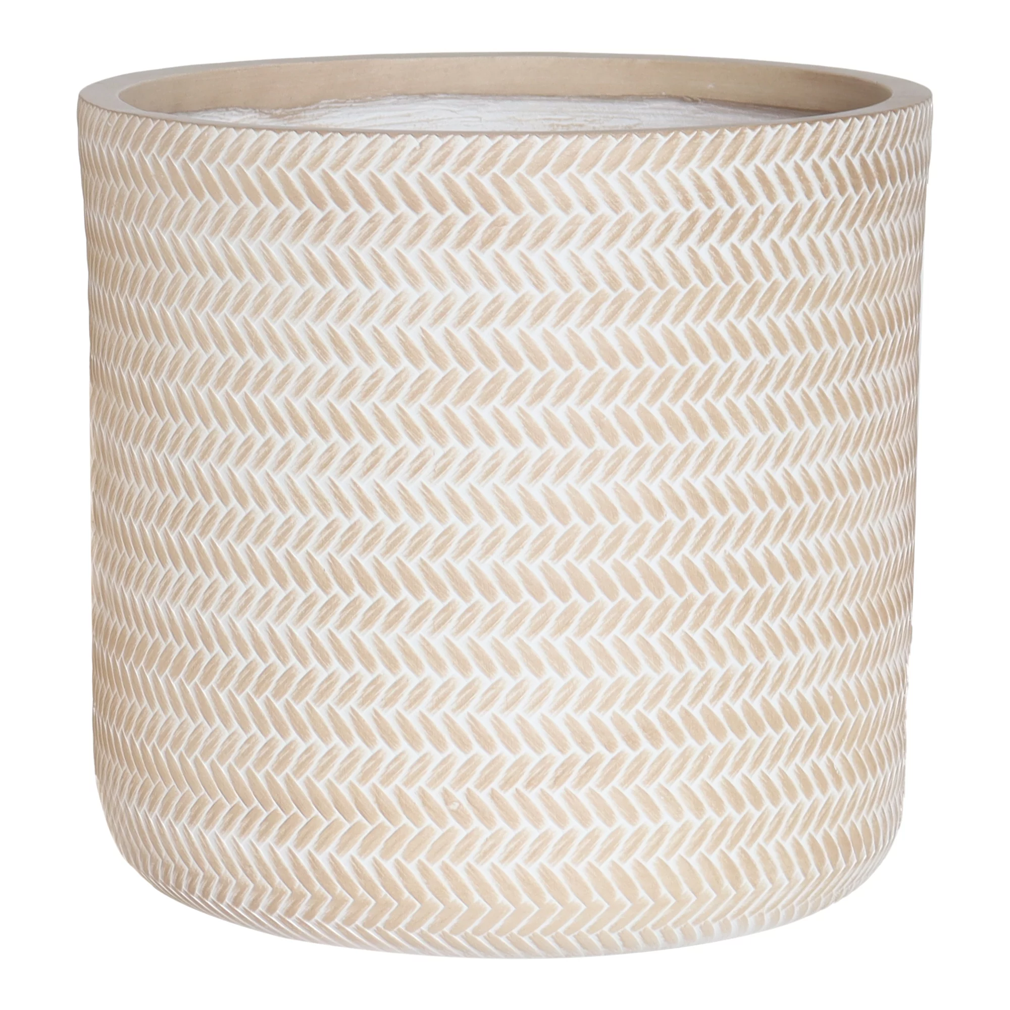 Verve Beige Rattan Effect Fibreclay Plant Pot (dia) 36cm, (h)34.5cm