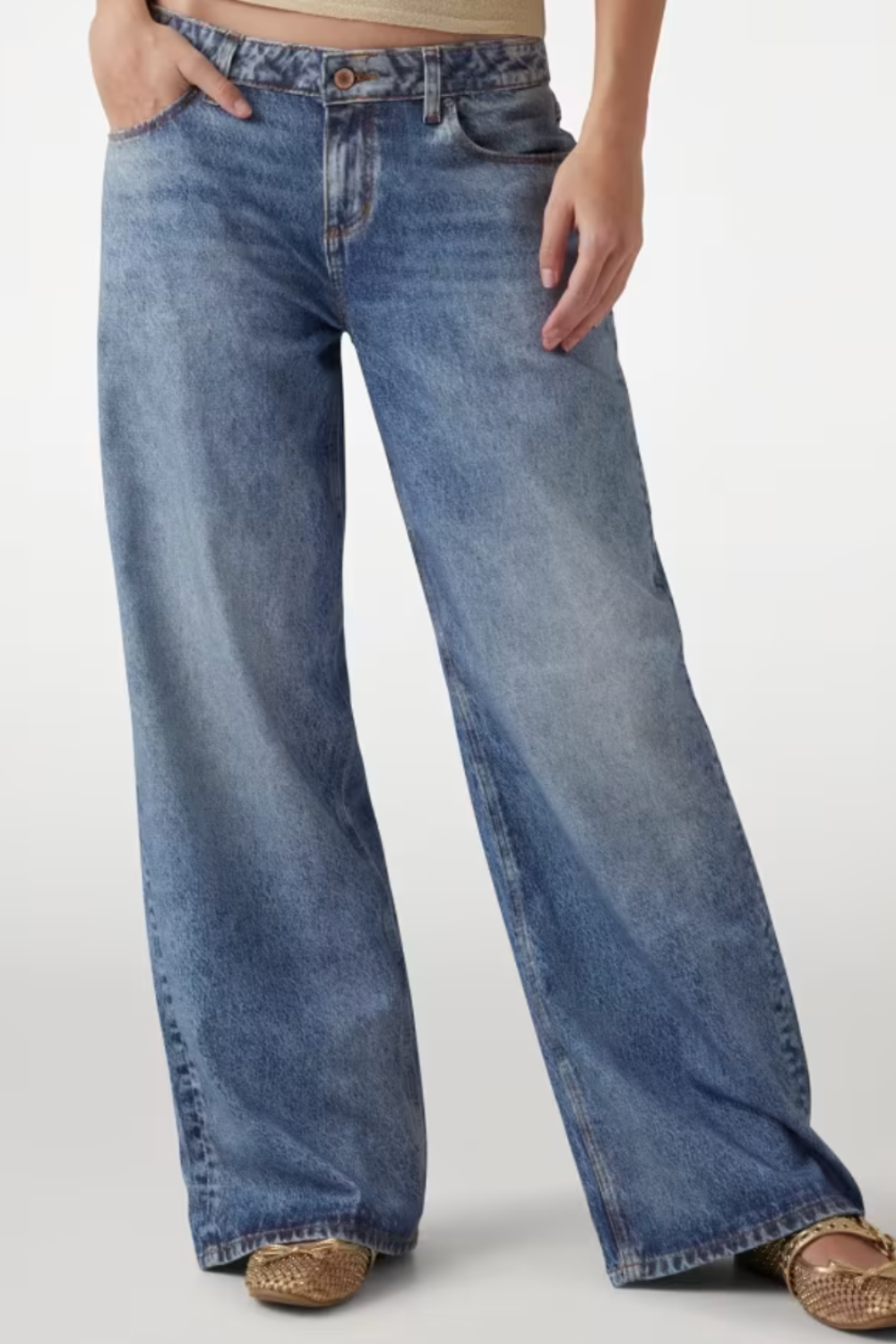 Printed Low Rise Baggy Jeans