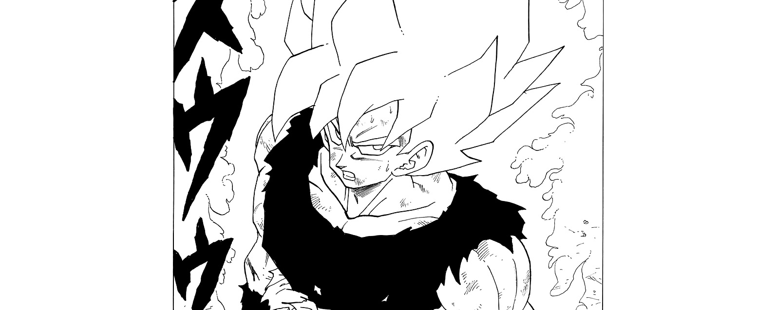 The first panel of Super Saiyan Goku from the Dragon Ball Z manga