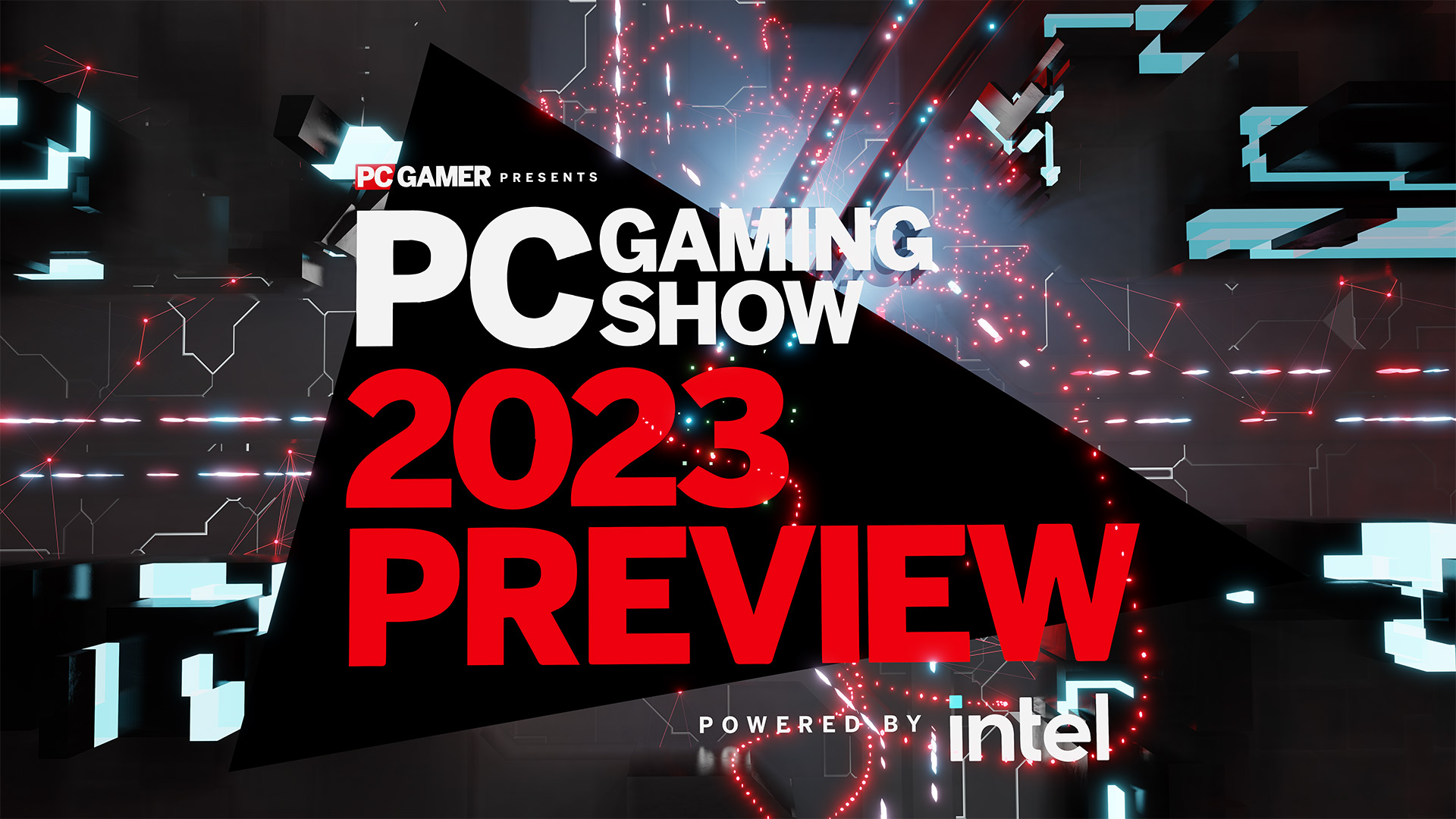 PC Gaming Show 2023 Preview логотип на черном фоне