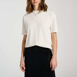 flat lay image of woman in cotton t-shirt