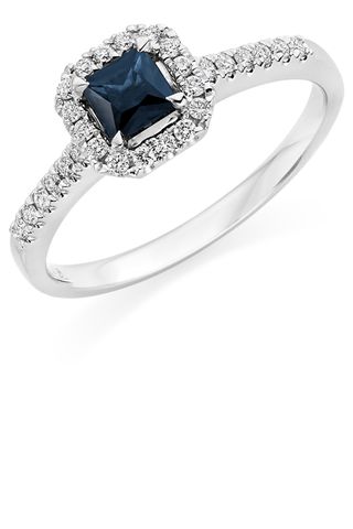 Beaverbrooks White Gold Diamond And Sapphire Cluster Ring