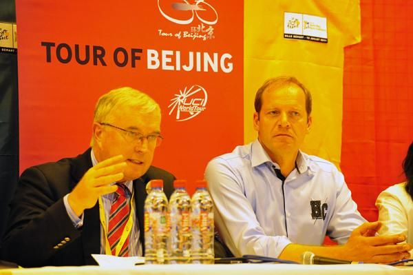 Pat McQuaid and Christian Prudhomme speak to the press regarding the inaugural Tour of Beijing.