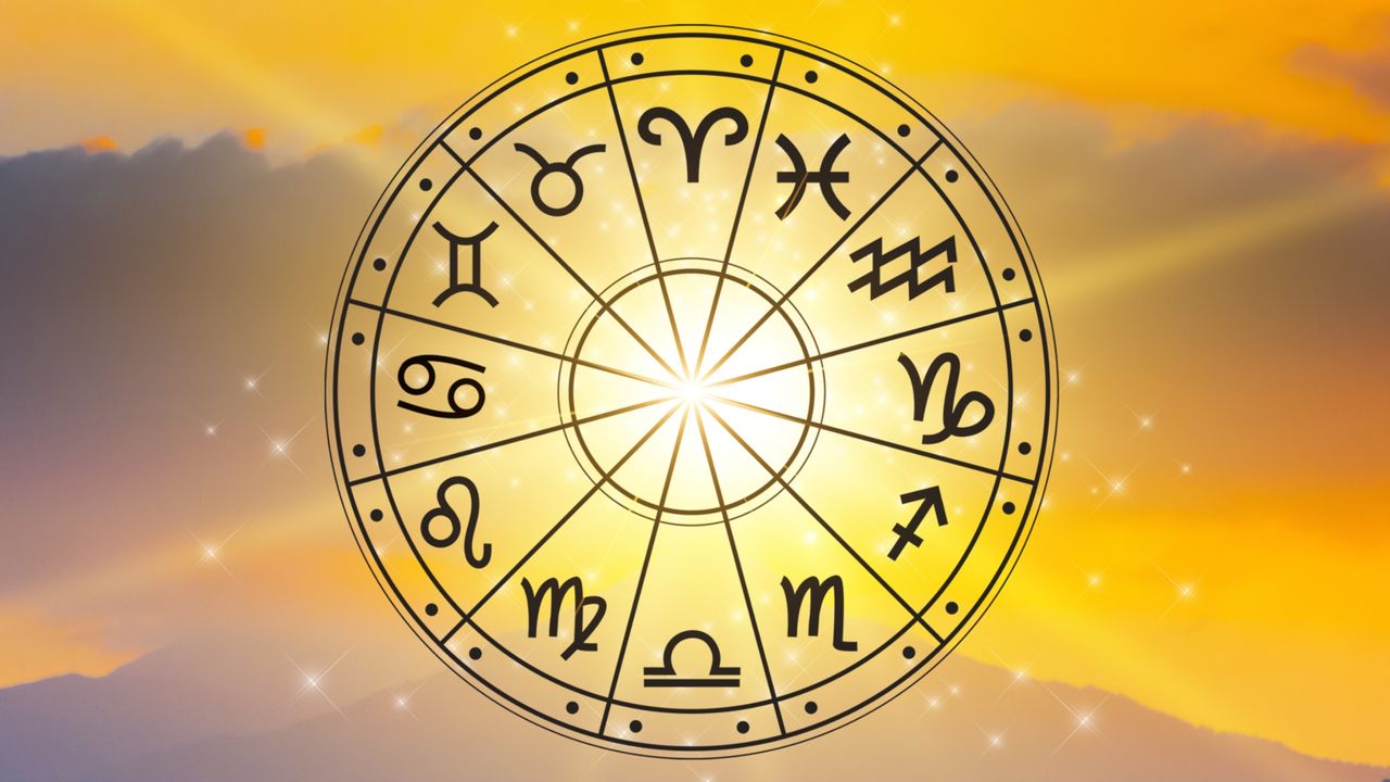 Zodiac signs inside of horoscope circle astrology and horoscopes concept.