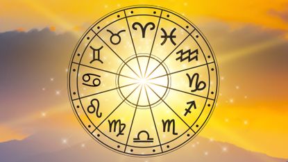 Zodiac signs inside of horoscope circle astrology and horoscopes concept.