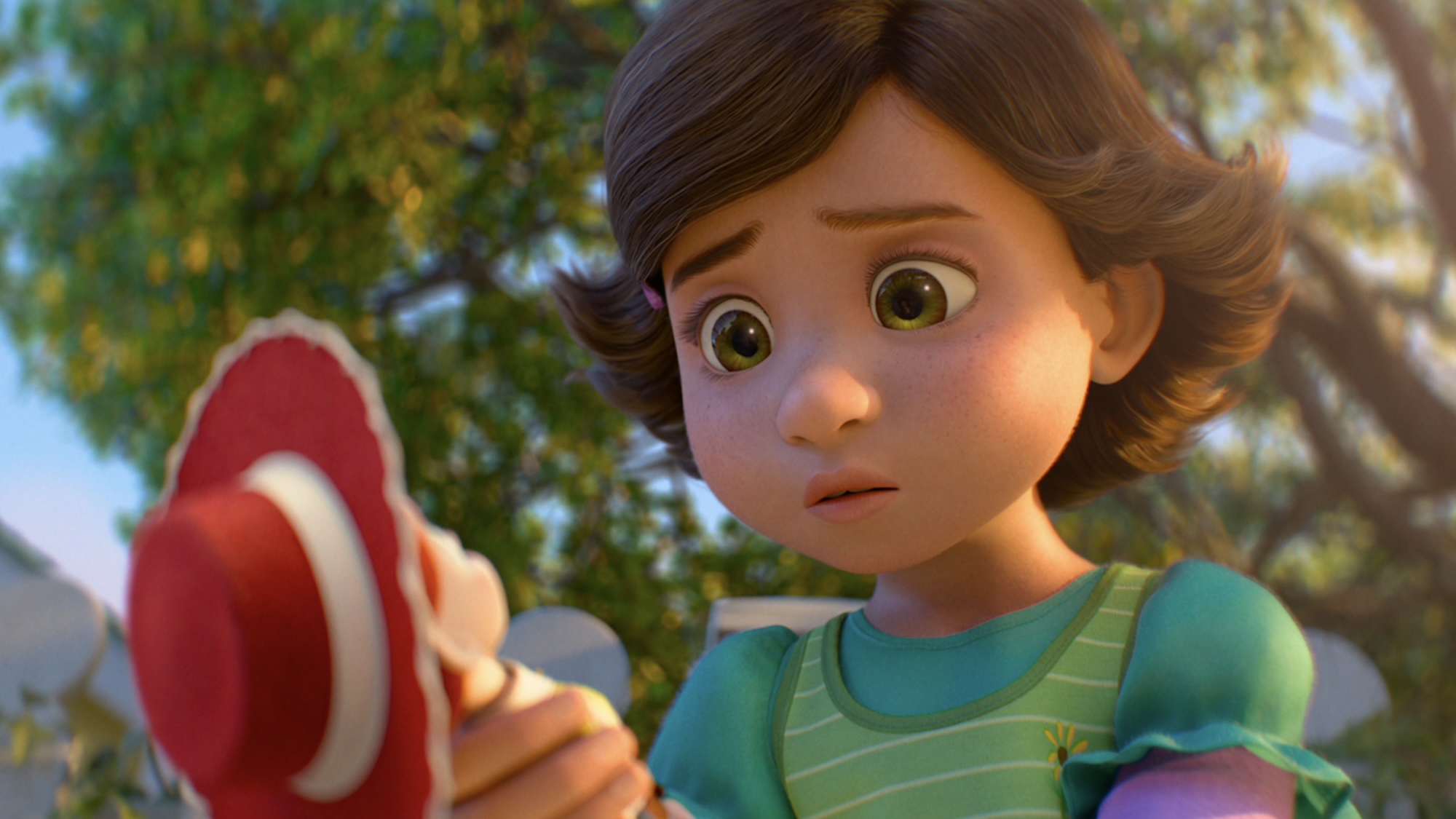 Bonnie holding Jessie and looking sad in Toy Story 5