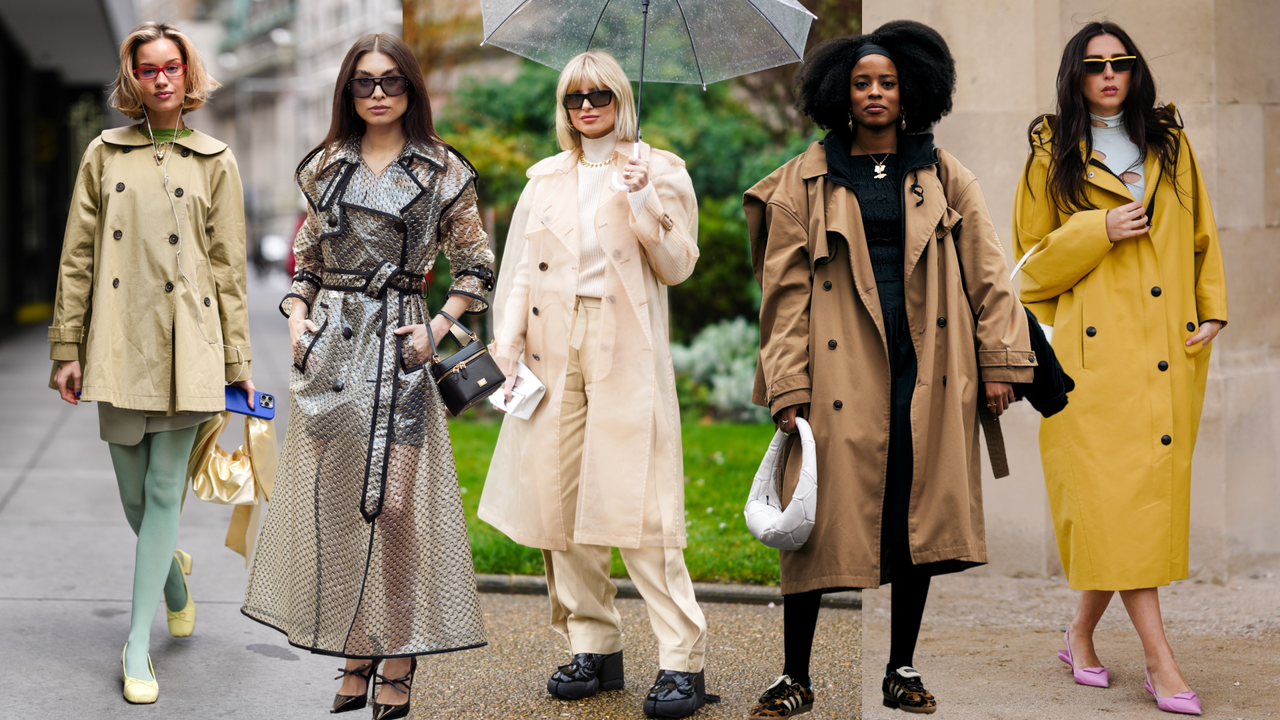 collage of women wearing rain jackets 