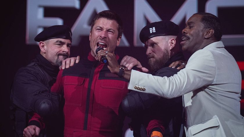 Glen Powell and Colman Domingo in The Running Man