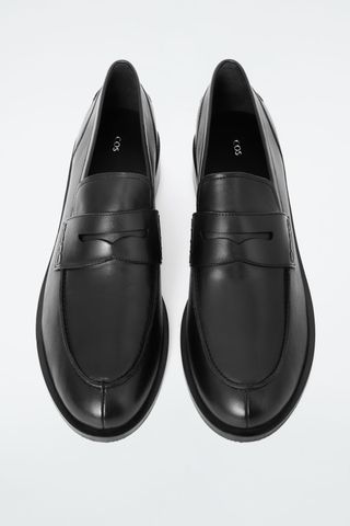 Pintucked Leather Penny Loafers