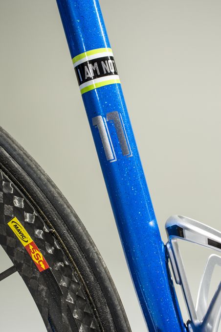 The seat tube features "11/15" and "I am not Ted King"